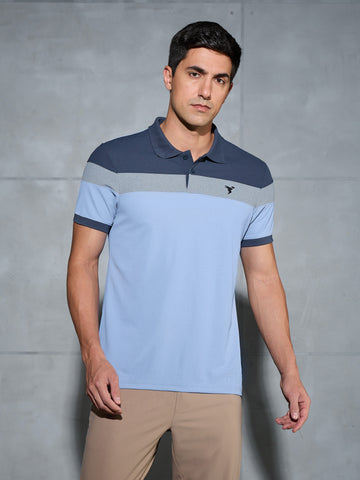 Men Colorblock Slim Fit Polo T-shirt with MATPIQ