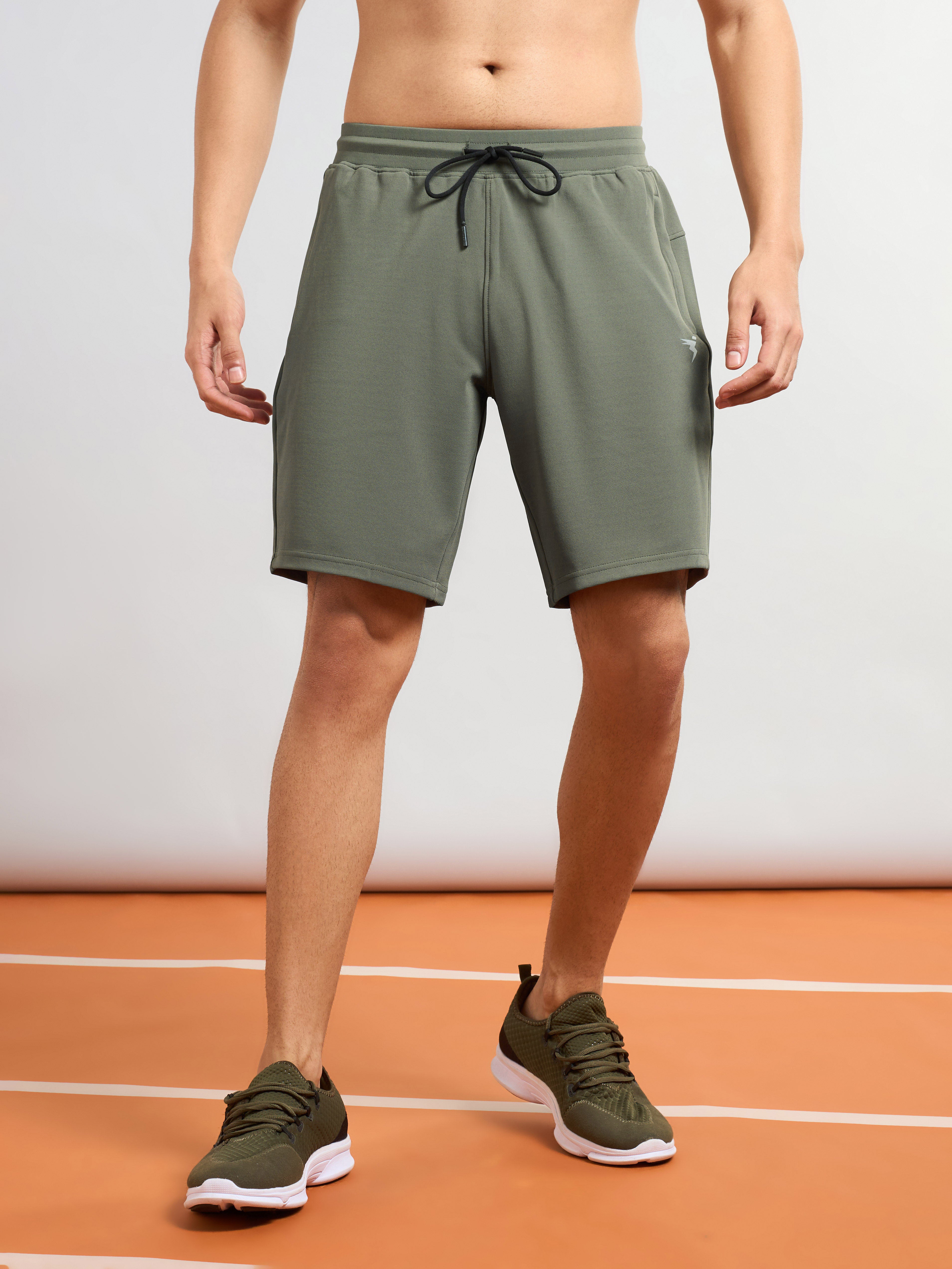 Men Solid Slim Fit Sports Shorts with TS FLEXI