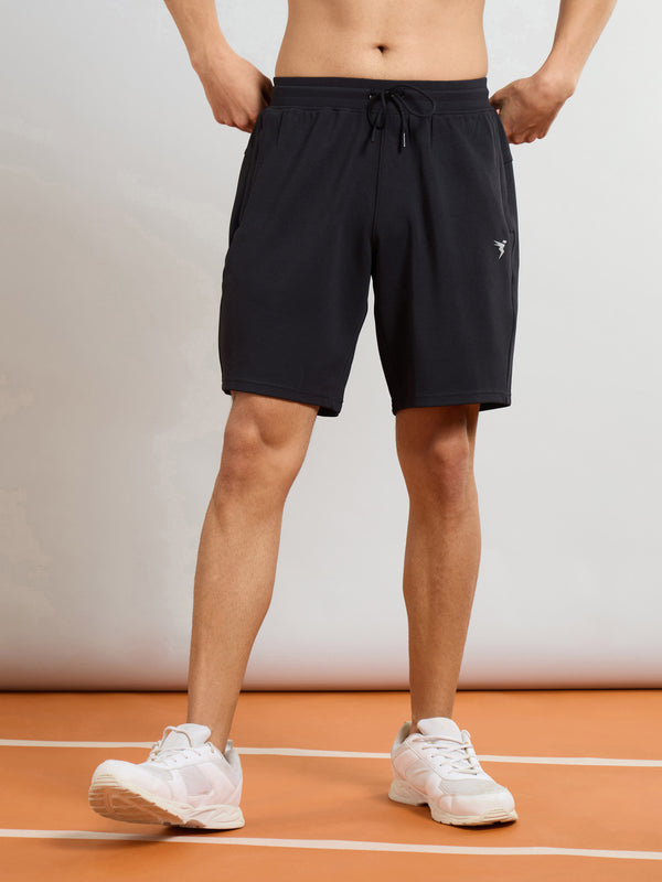 Men Solid Slim Fit Sports Shorts with TS FLEXI