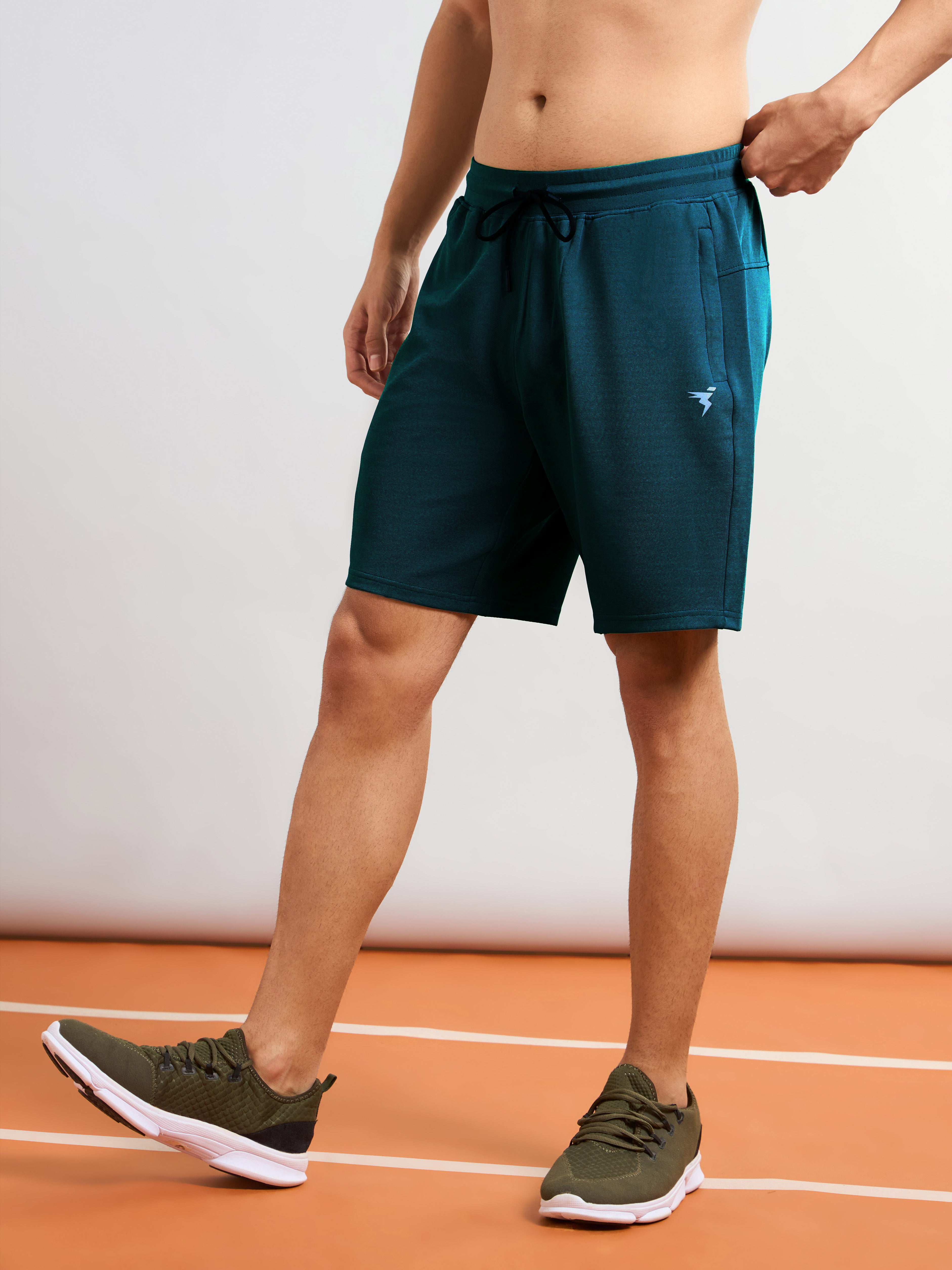 Men Solid Slim Fit Sports Shorts with TS FLEXI