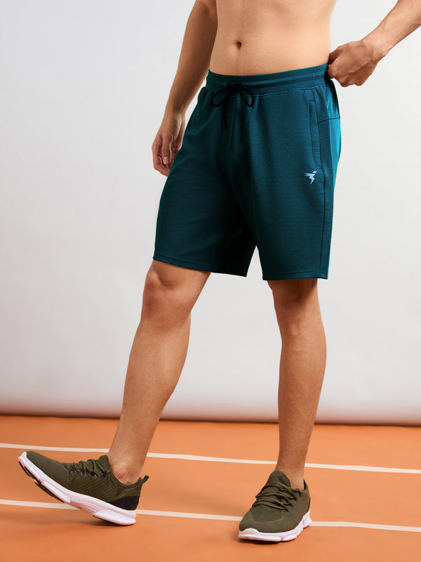 Men Solid Slim Fit Sports Shorts with TS FLEXI
