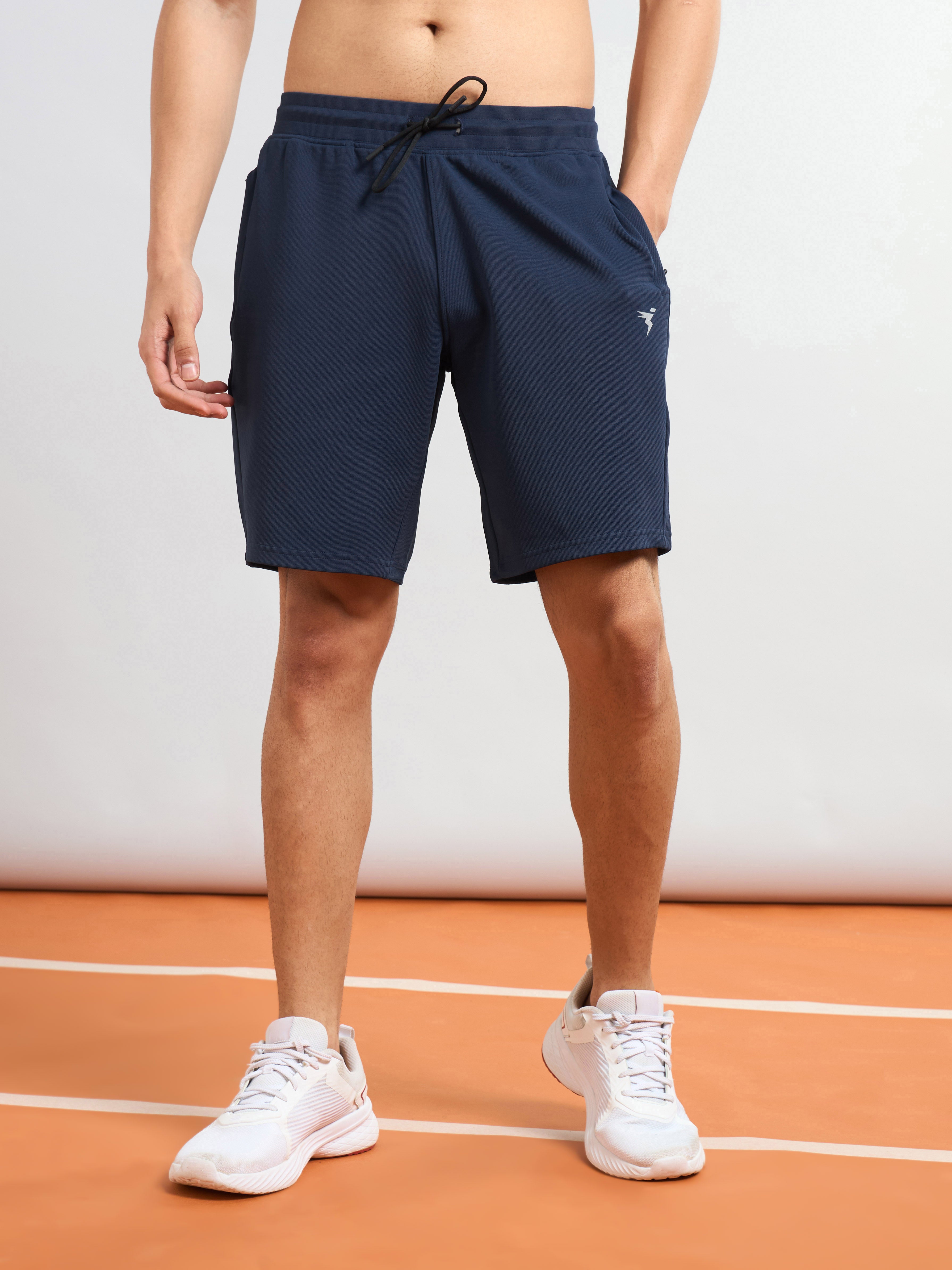 Men Solid Slim Fit Sports Shorts with TS FLEXI