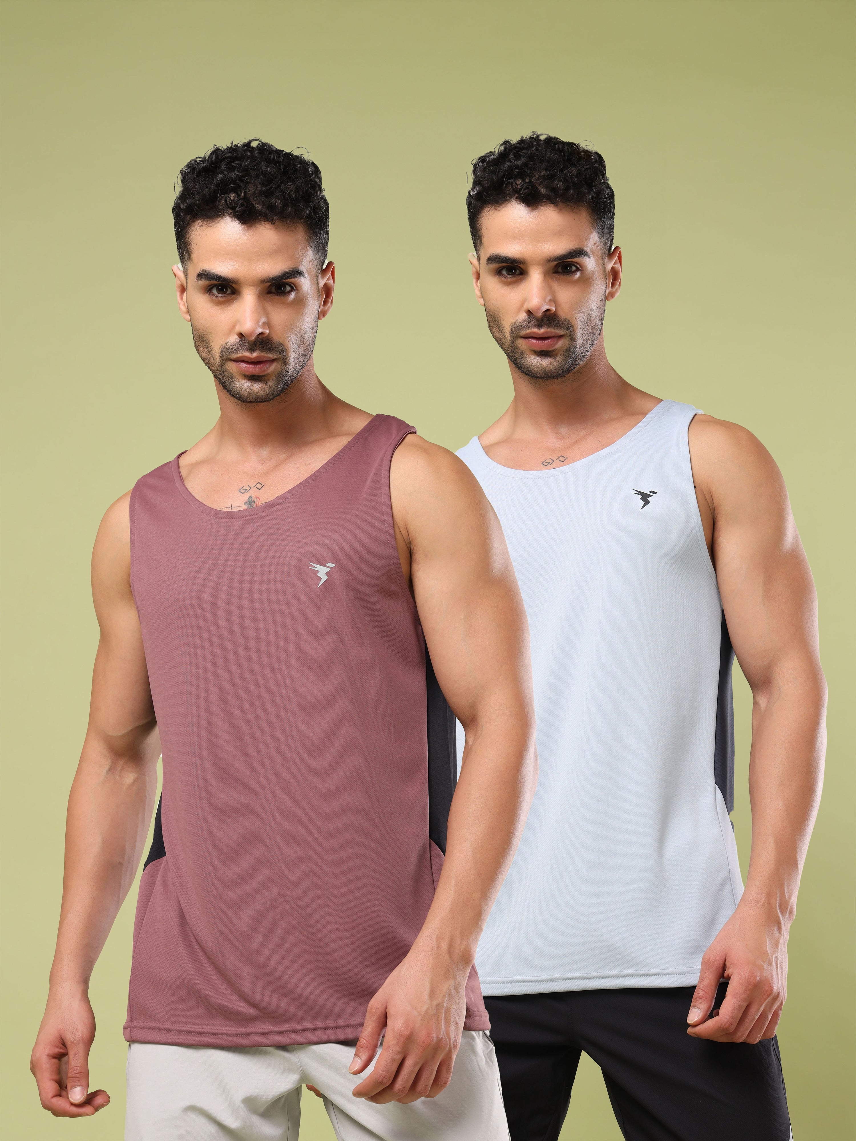 Men Solid Slim Fit Scoop Neck Sports Innerwear Vest with TECHNO COOL+ (Pack of 2)