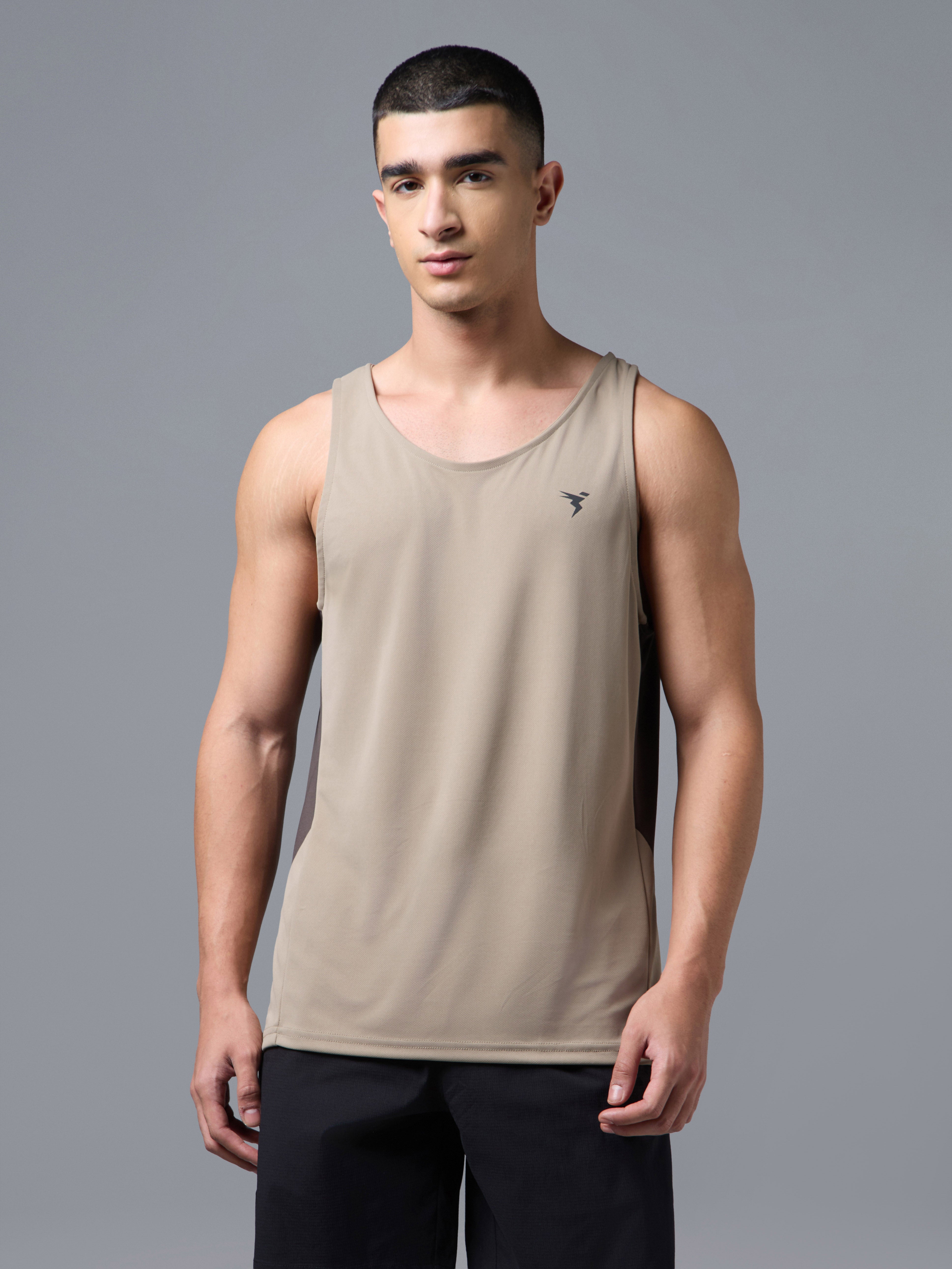 Men Colourblock Slim Fit Scoop Neck Sports Innerwear Vest with TECHNO COOL+