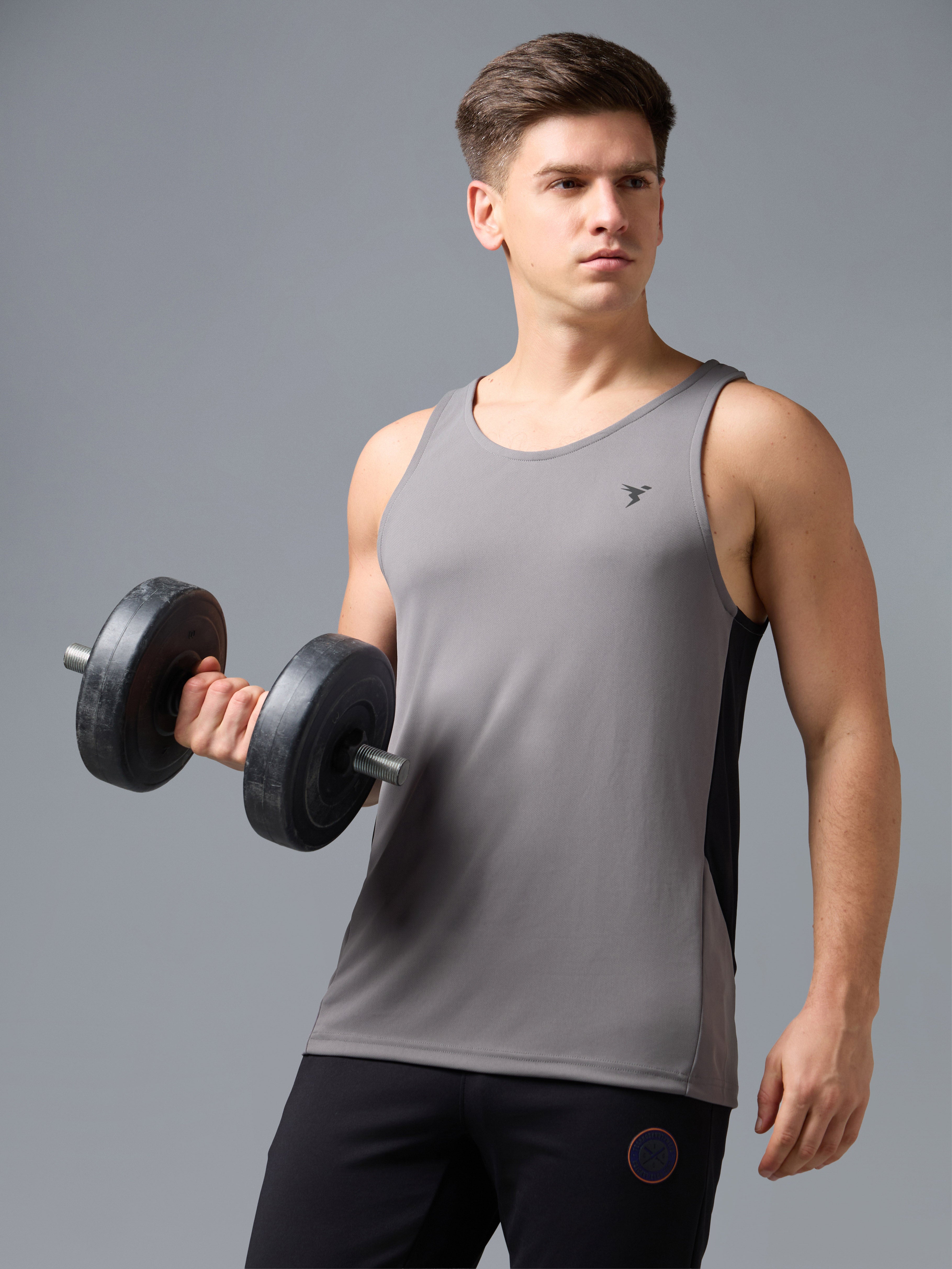 Men Colourblock Slim Fit Scoop Neck Sports Innerwear Vest with TECHNO COOL+