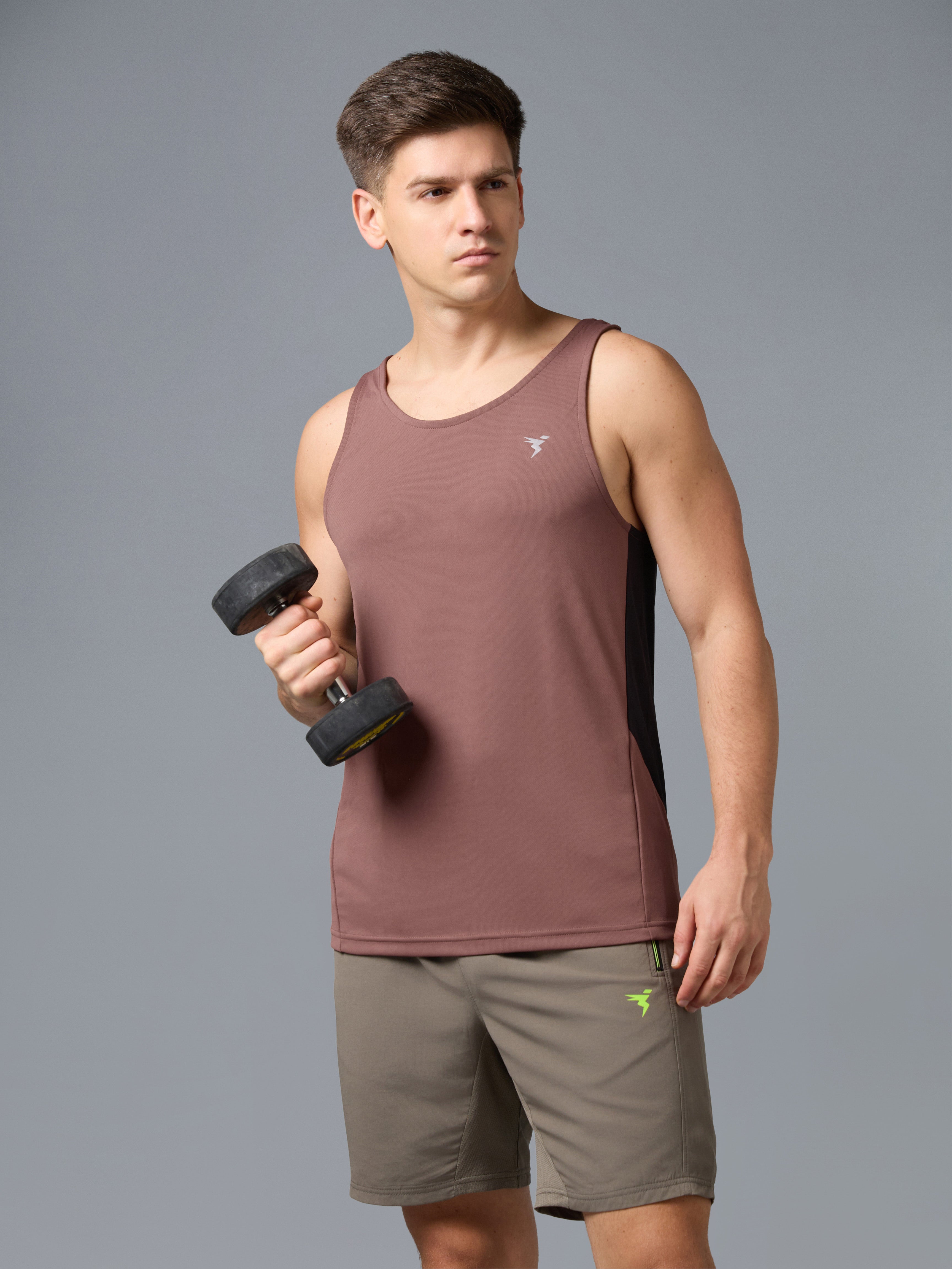 Men Colourblock Slim Fit Scoop Neck Sports Innerwear Vest with TECHNO COOL+