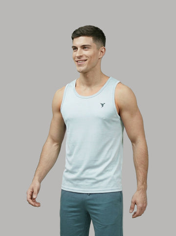 Men Melange Slim Fit Round Neck Sports Innerwear Vest with DOUBLE COOL