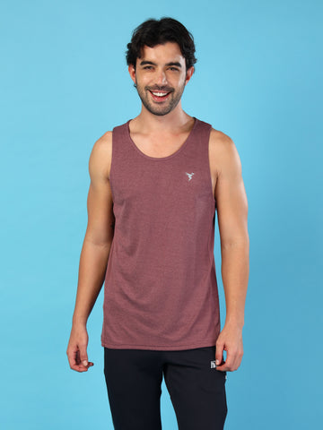 Men Melange Slim Fit Round Neck Sports Innerwear Vest with DOUBLE COOL