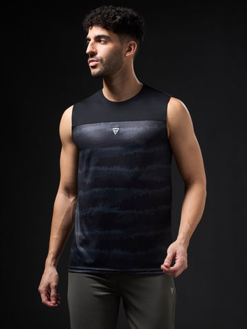 Men Printed Slim Fit Round Neck Innerwear Vest with TECHNOCOOL+