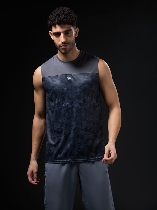 Men Printed Slim Fit Round Neck Innerwear Vest with TECHNOCOOL+