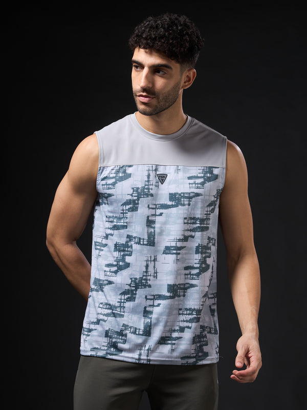 Men Printed Slim Fit Round Neck Innerwear Vest with TECHNOCOOL+