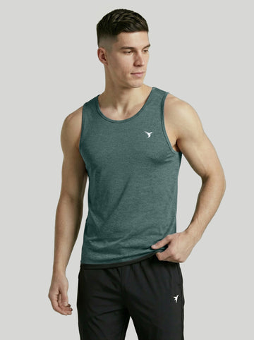 Men Melange Slim Fit Round Neck Sports Innerwear Vest with DOUBLE COOL