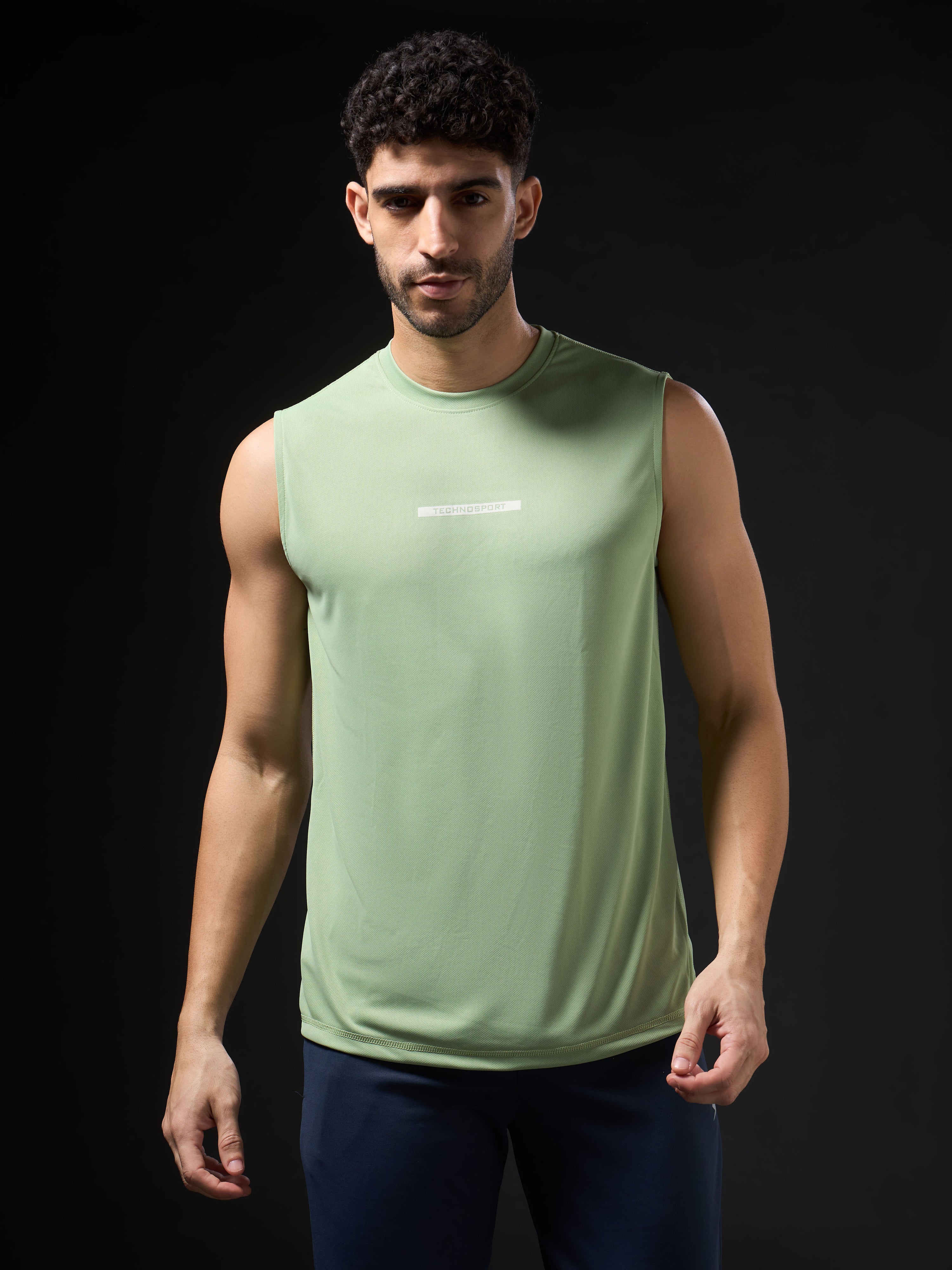 Men Solid Slim Fit Sports Innerwear Vest with TECHNOCOOL+