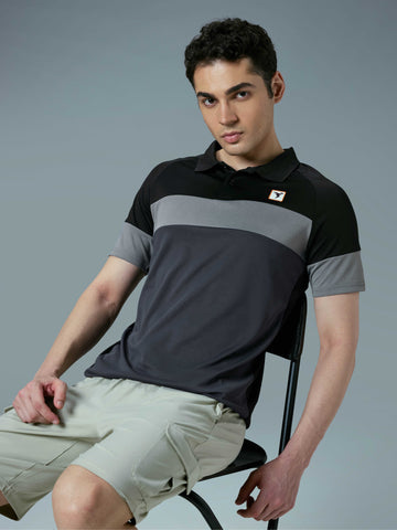 Men Colorblock Slim Fit Polo T-shirt with TECHNO COOL+