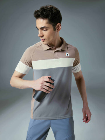 Men Colorblock Slim Fit Polo T-shirt with TECHNO COOL+