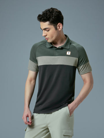 Men Colorblock Slim Fit Polo T-shirt with TECHNO COOL+