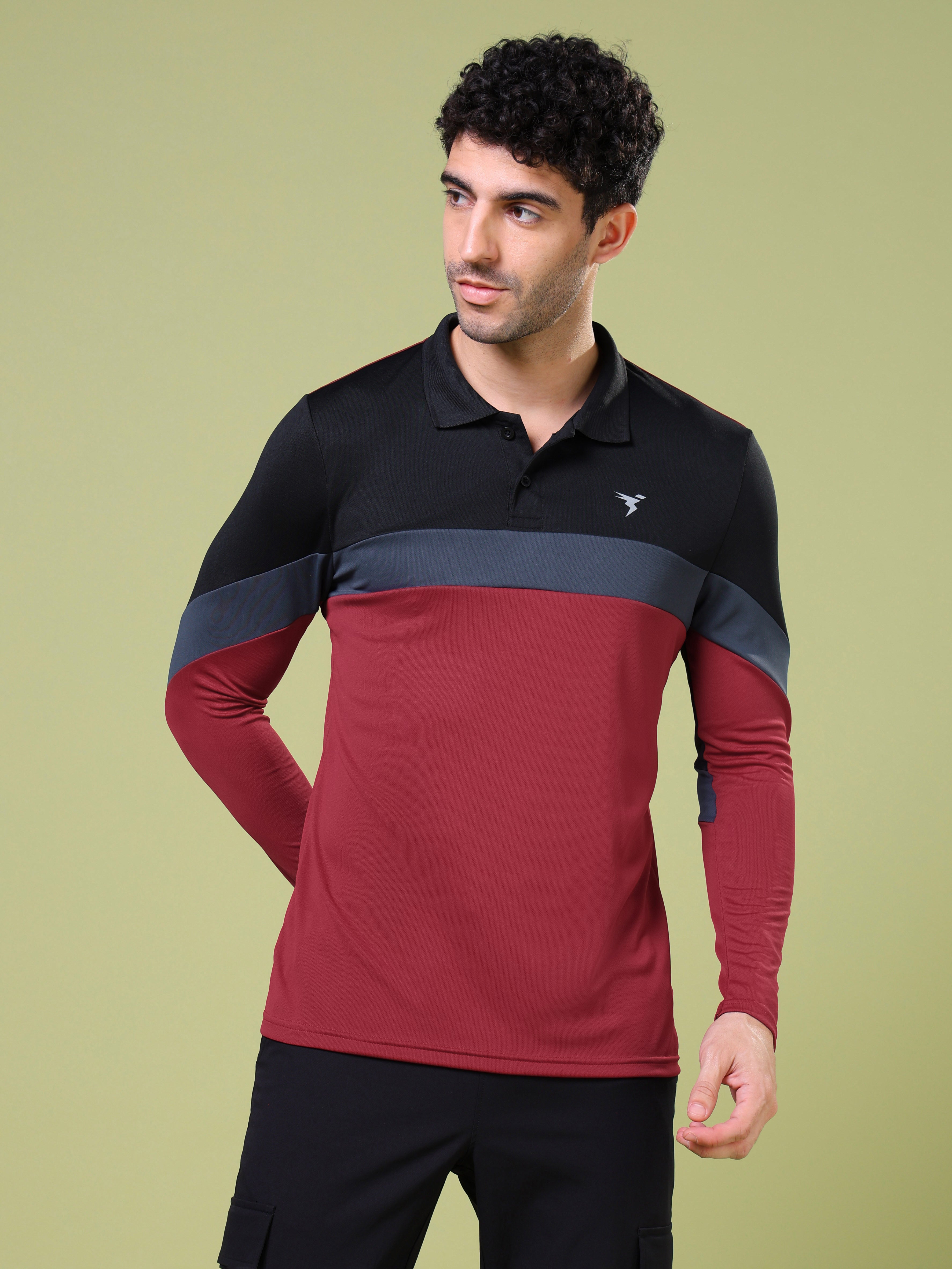 Men Solid Slim Fit Polo T-shirt with TECHNOCOOL+