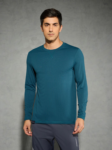 Men Solid Slim Fit Round Neck Sports T-shirt with COTFLEX