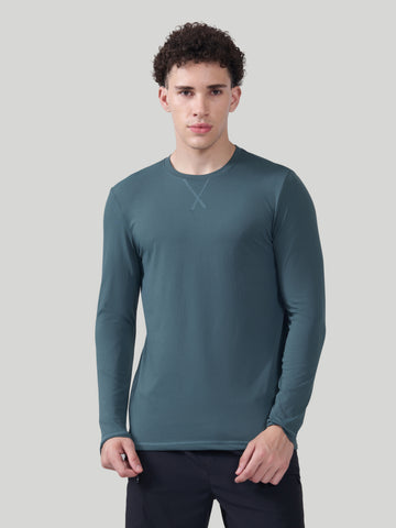 Men Solid Slim Fit Round Neck Sports T-shirt with COTFLEX