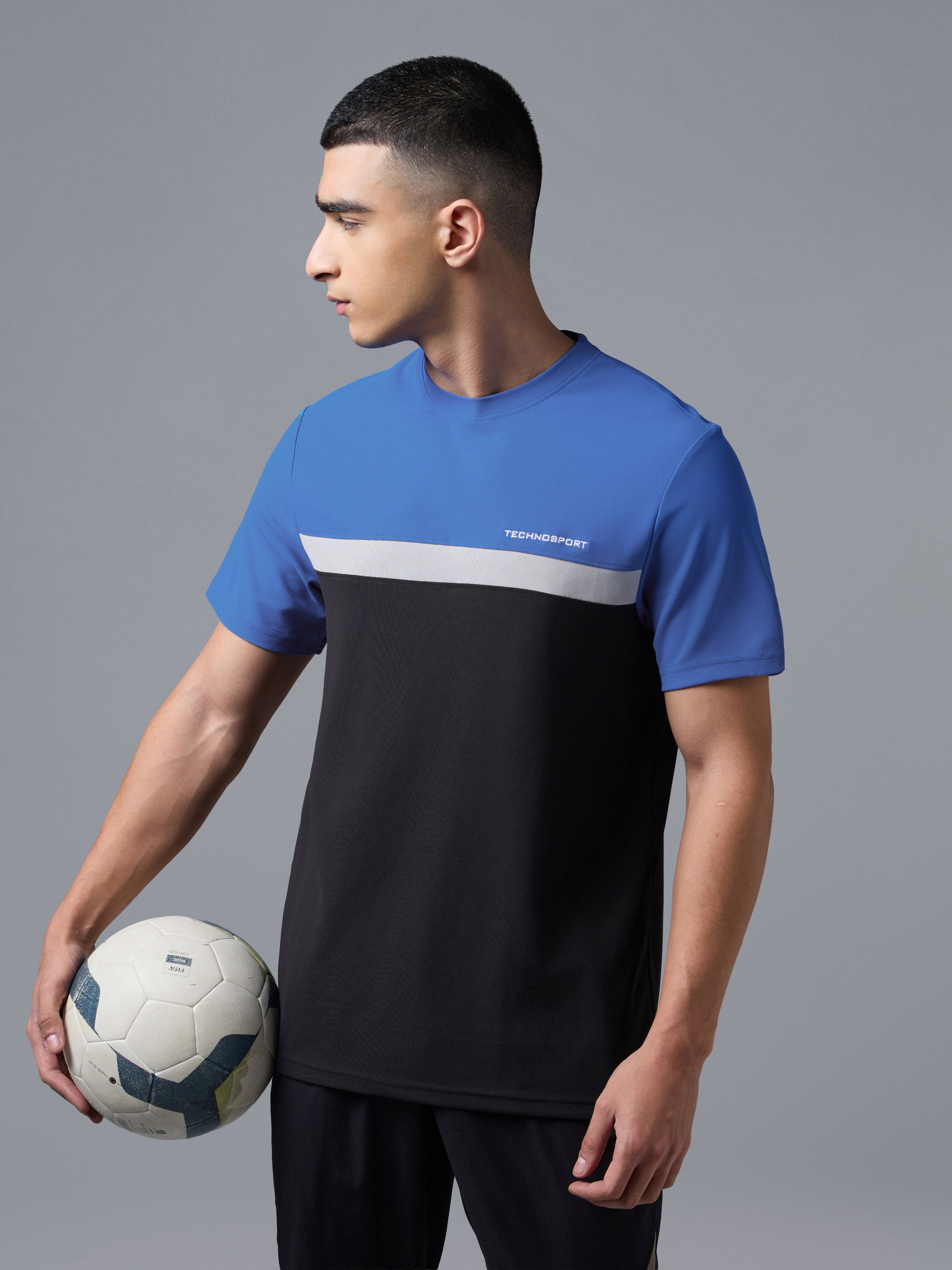 Men Colorblock Slim Fit Crew Neck T-shirt with MATPIQ