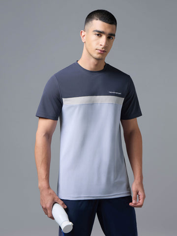 Men Colorblock Slim Fit Crew Neck T-shirt with MATPIQ