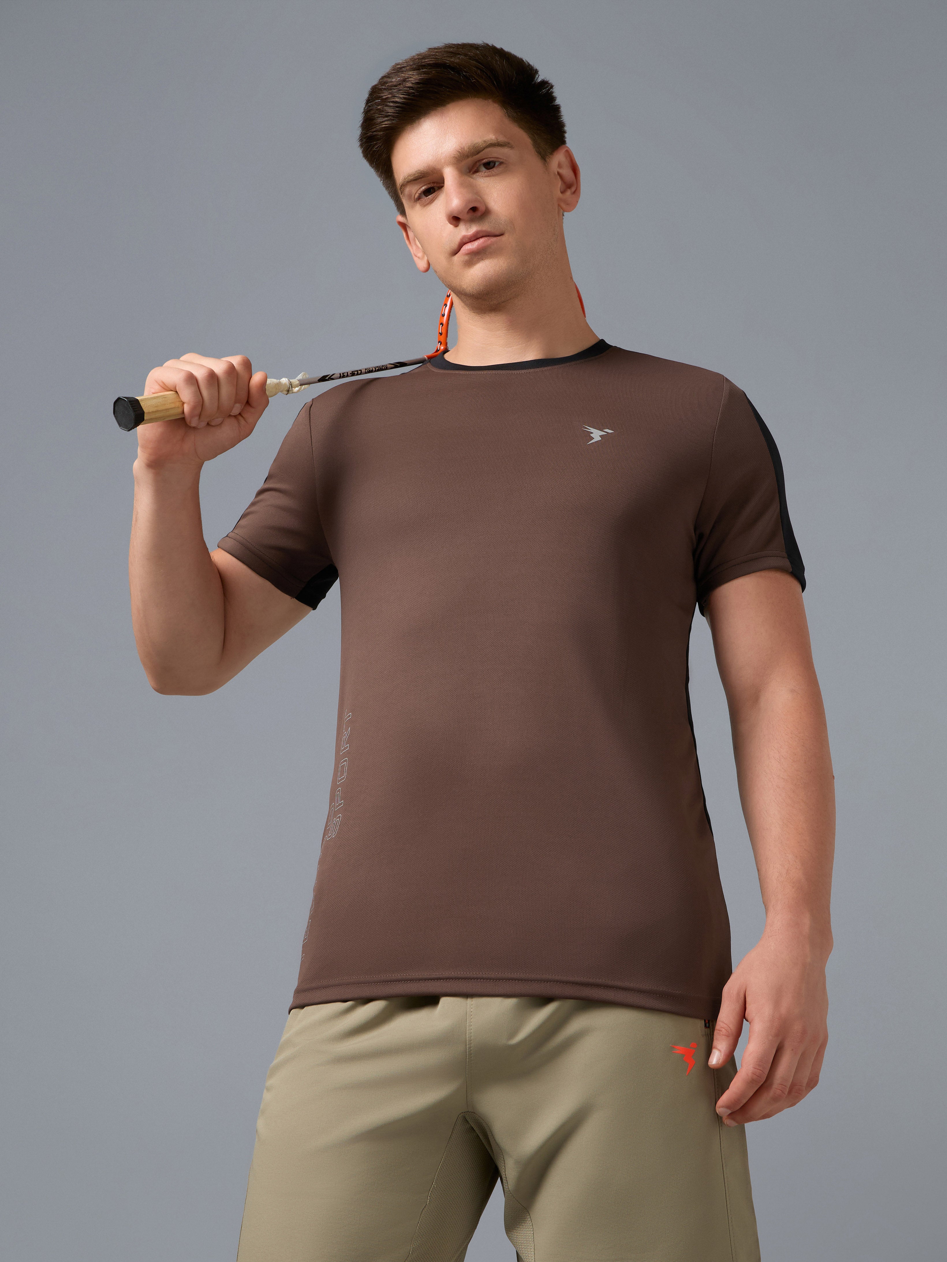 Men Solid Slim Fit Crew Neck T-shirt with TECHNO COOL+