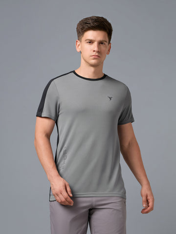 Men Solid Slim Fit Crew Neck T-shirt with TECHNO COOL+
