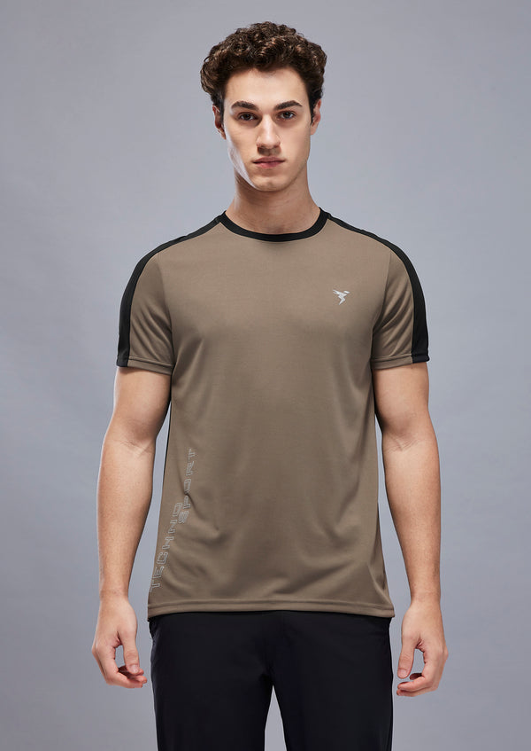 Men Solid Slim Fit Crew Neck T-shirt with TECHNO COOL+