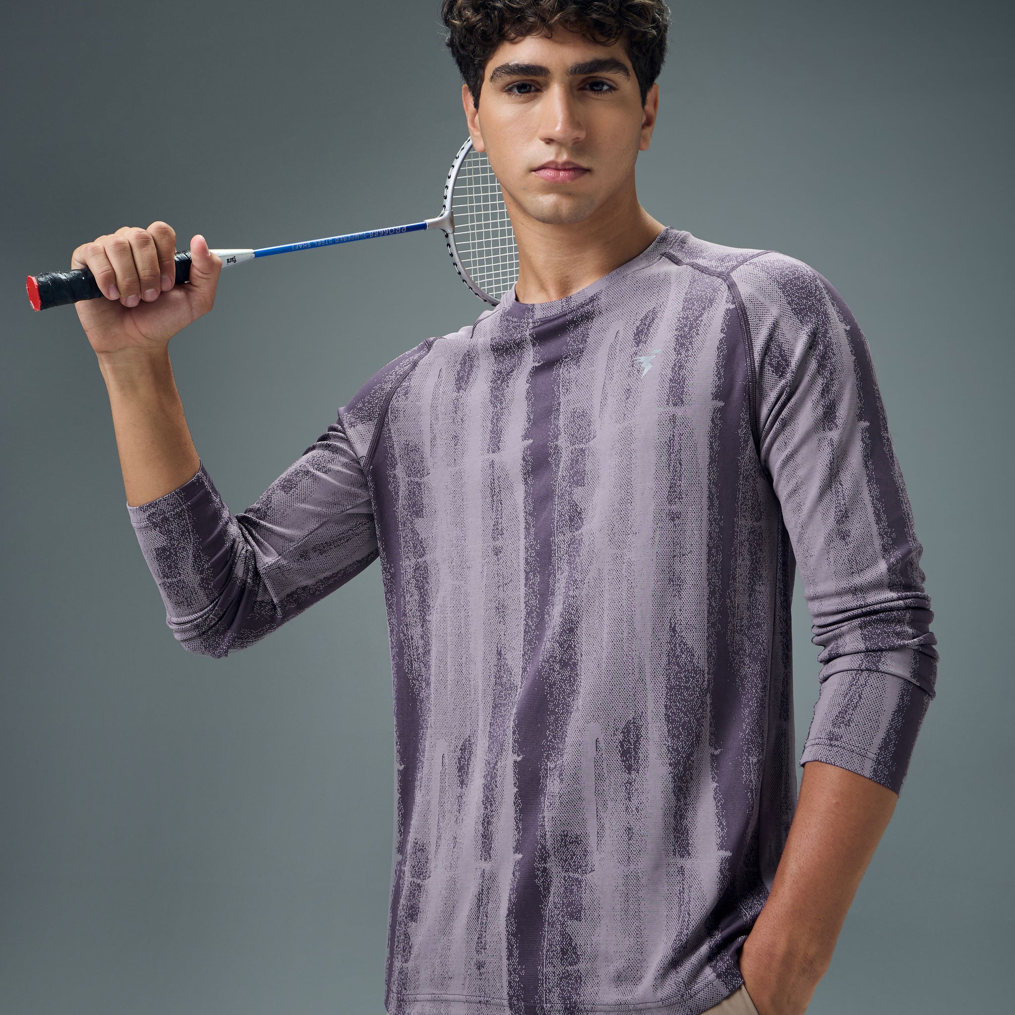 Men Jacquard Slim Fit Round Neck T-shirt with DOUBLE COOL