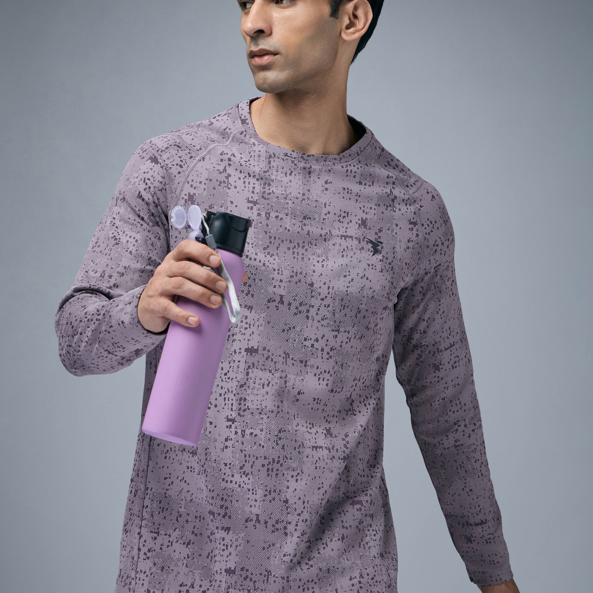 Men Jacquard Slim Fit Round Neck T-shirt with DOUBLE COOL