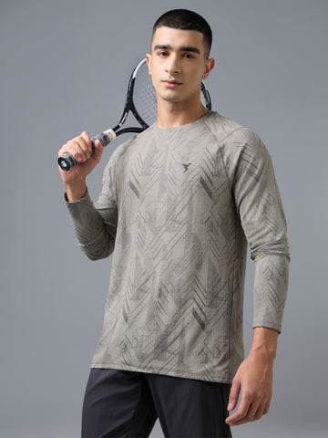 Men Jacquard Slim Fit Round Neck T-shirt with DOUBLE COOL