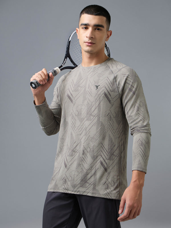 Men Jacquard Slim Fit Round Neck T-shirt with DOUBLE COOL