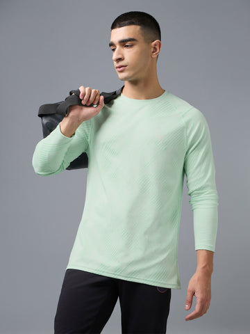 Men Jacquard Slim Fit Round Neck T-shirt with DOUBLE COOL