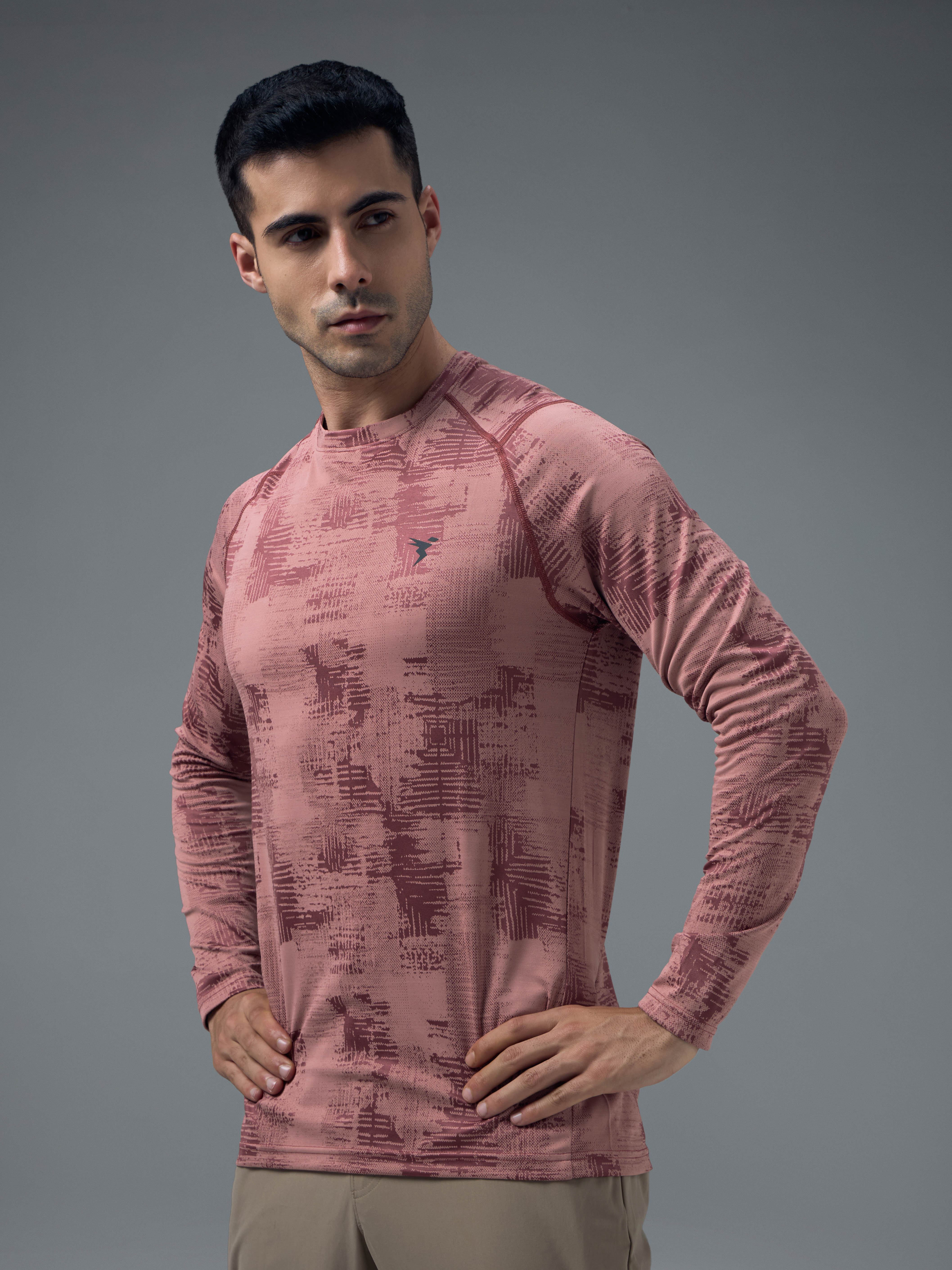 Men Jacquard Slim Fit Round Neck T-shirt with DOUBLE COOL