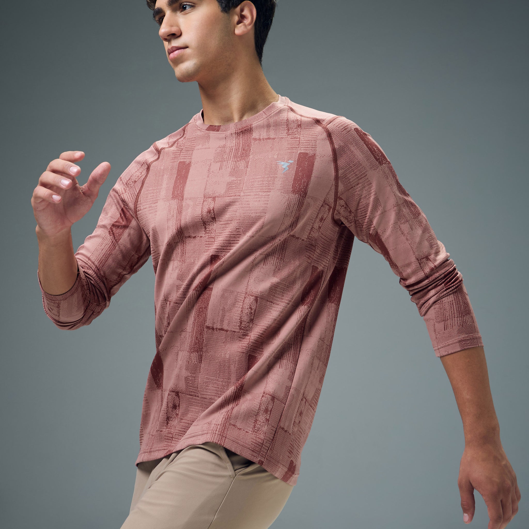 Men Jacquard Slim Fit Round Neck T-shirt with DOUBLE COOL