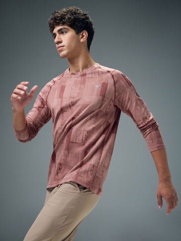 Men Jacquard Slim Fit Round Neck T-shirt with DOUBLE COOL