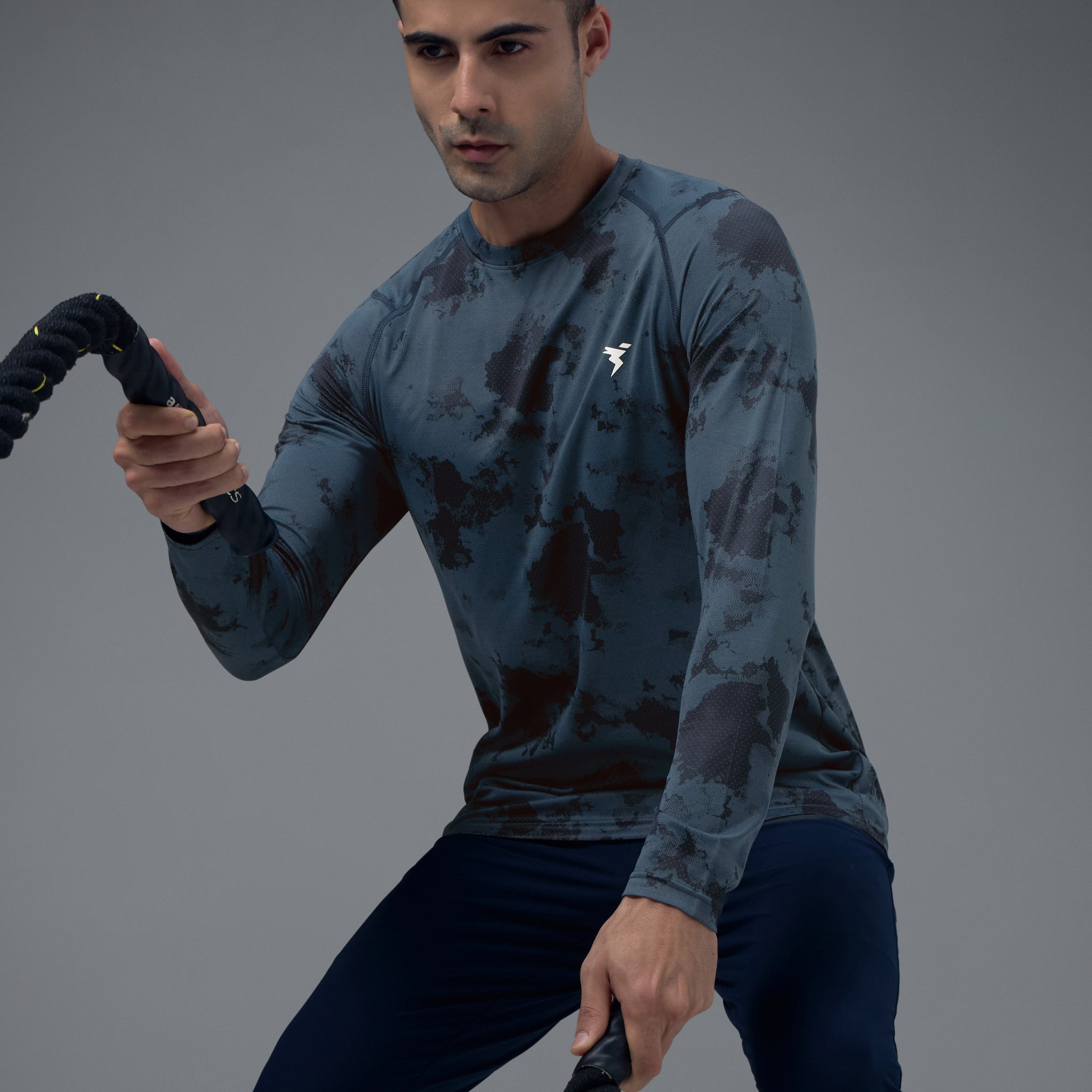 Men Jacquard Slim Fit Round Neck T-shirt with DOUBLE COOL