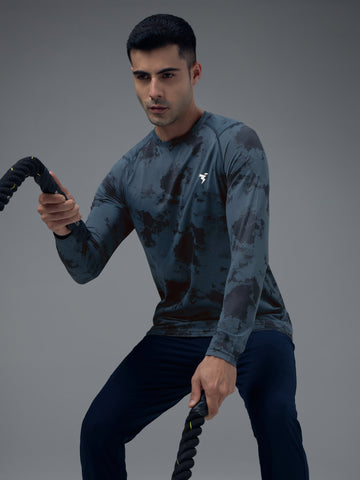 Men Jacquard Slim Fit Round Neck T-shirt with DOUBLE COOL