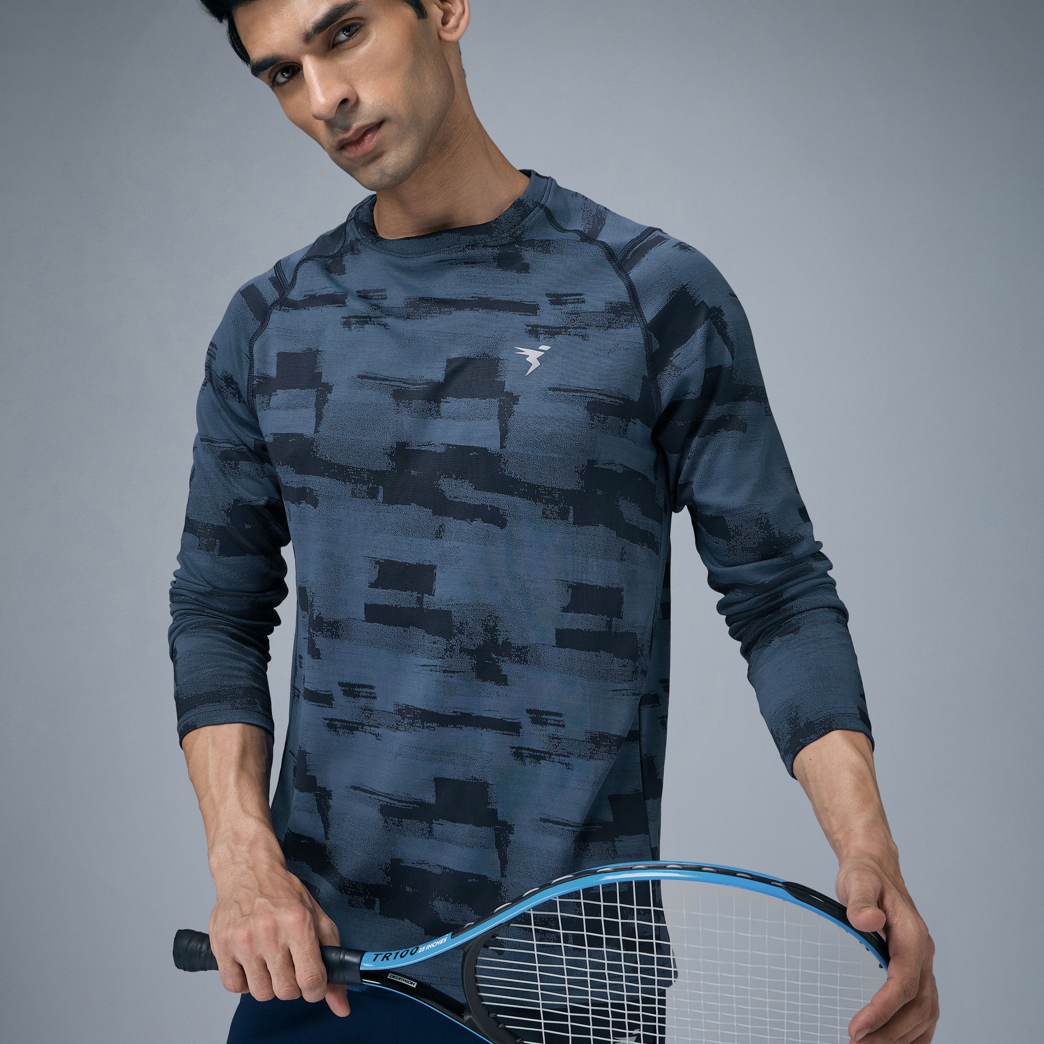 Men Jacquard Slim Fit Round Neck T-shirt with DOUBLE COOL