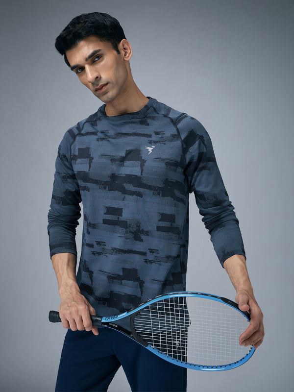 Men Jacquard Slim Fit Round Neck T-shirt with DOUBLE COOL