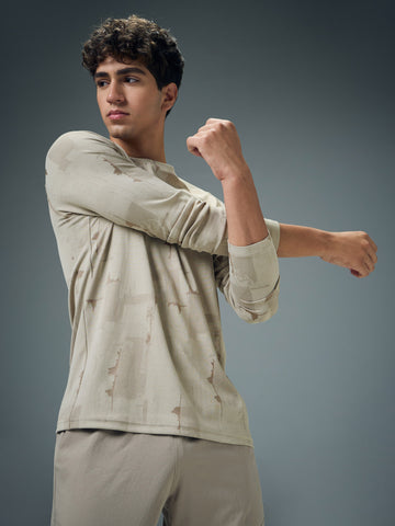 Men Jacquard Slim Fit Round Neck T-shirt with DOUBLE COOL