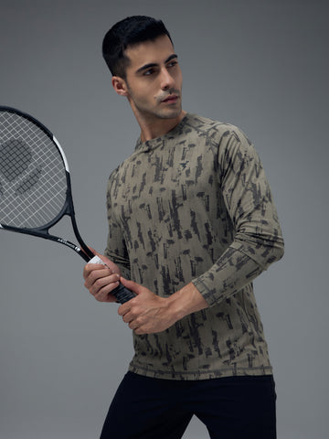 Men Jacquard Slim Fit Round Neck T-shirt with DOUBLE COOL