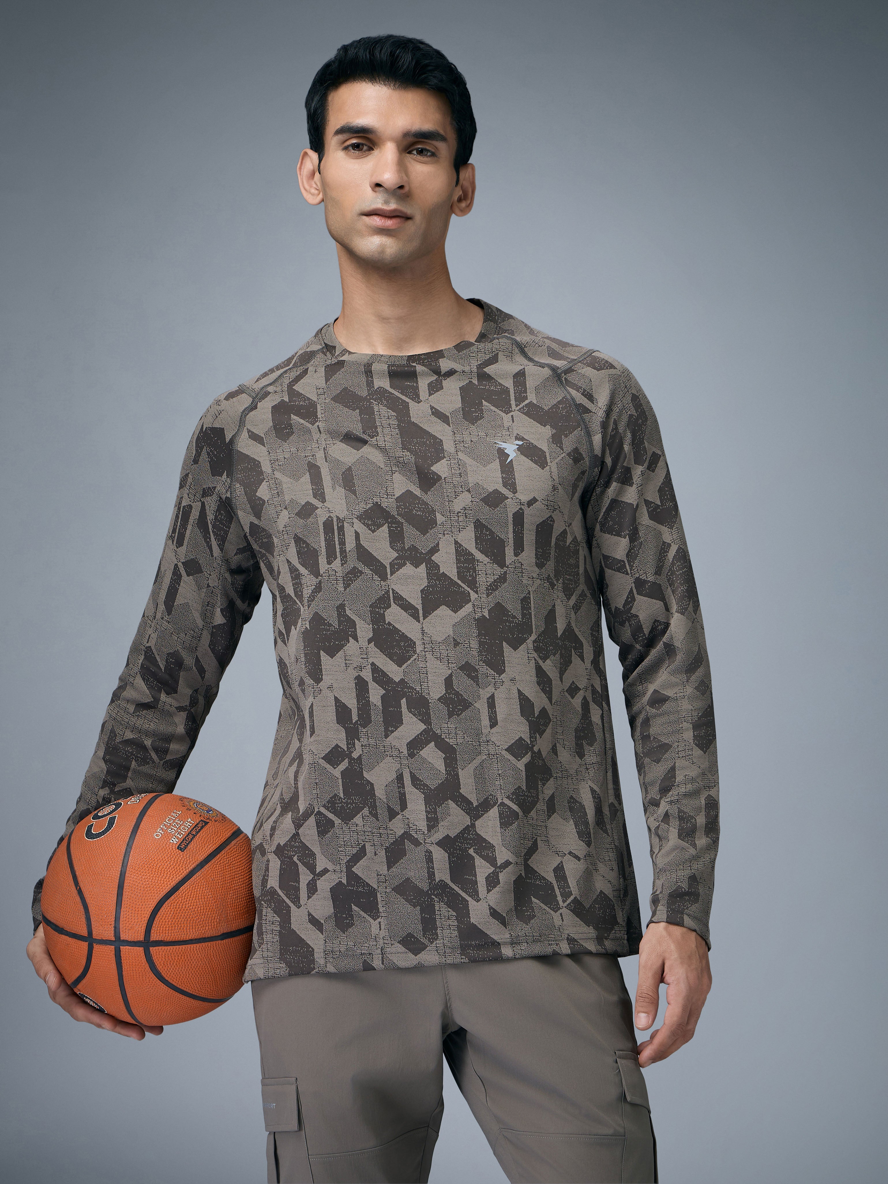 Men Jacquard Slim Fit Round Neck T-shirt with DOUBLE COOL