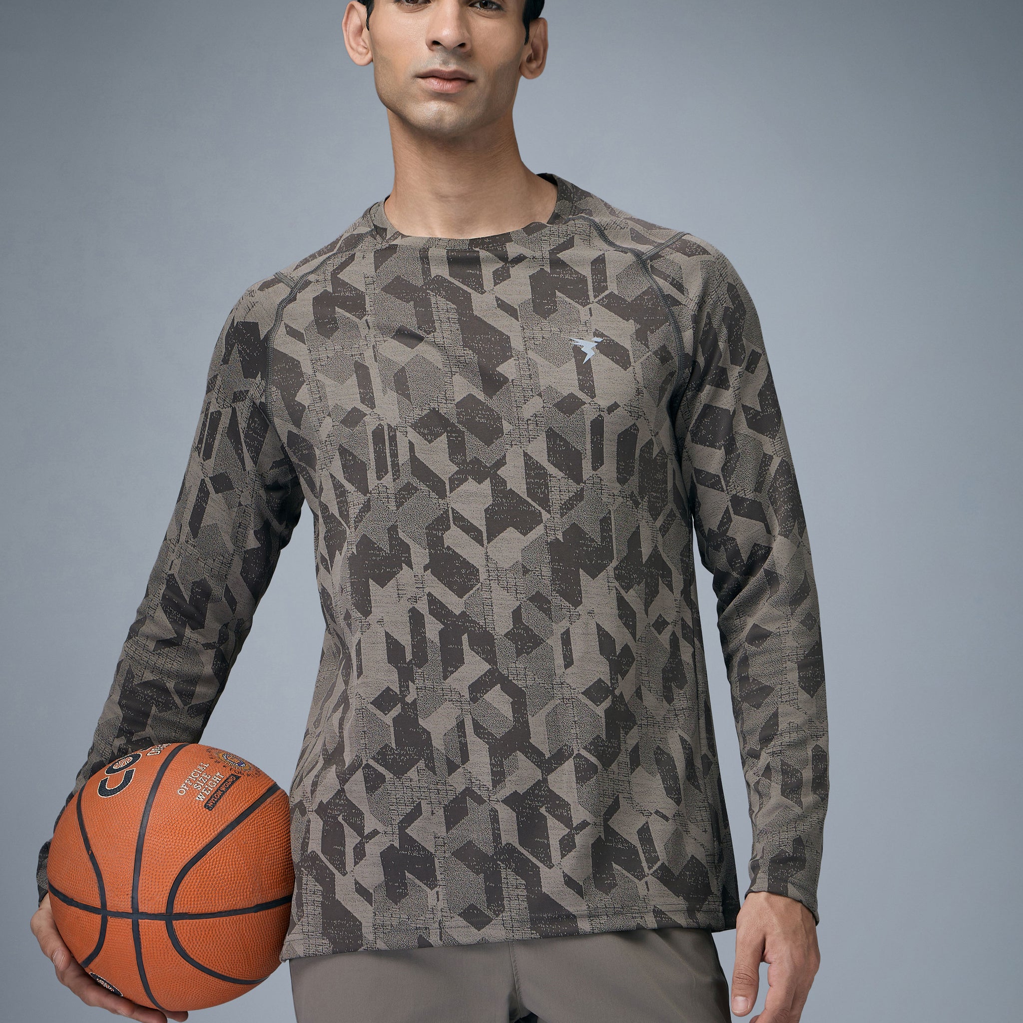 Men Jacquard Slim Fit Round Neck T-shirt with DOUBLE COOL