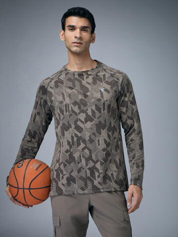 Men Jacquard Slim Fit Round Neck T-shirt with DOUBLE COOL