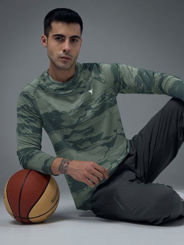 Men Jacquard Slim Fit Round Neck T-shirt with DOUBLE COOL