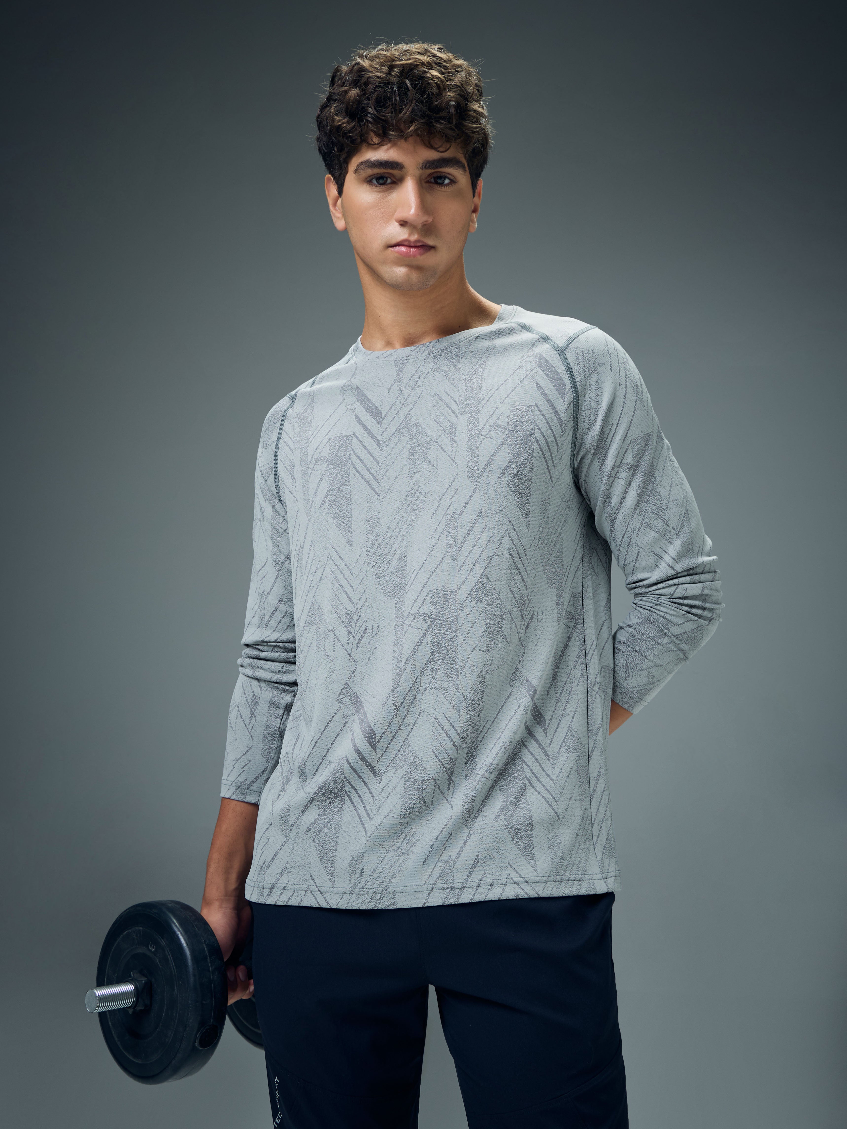 Men Jacquard Slim Fit Round Neck T-shirt with DOUBLE COOL