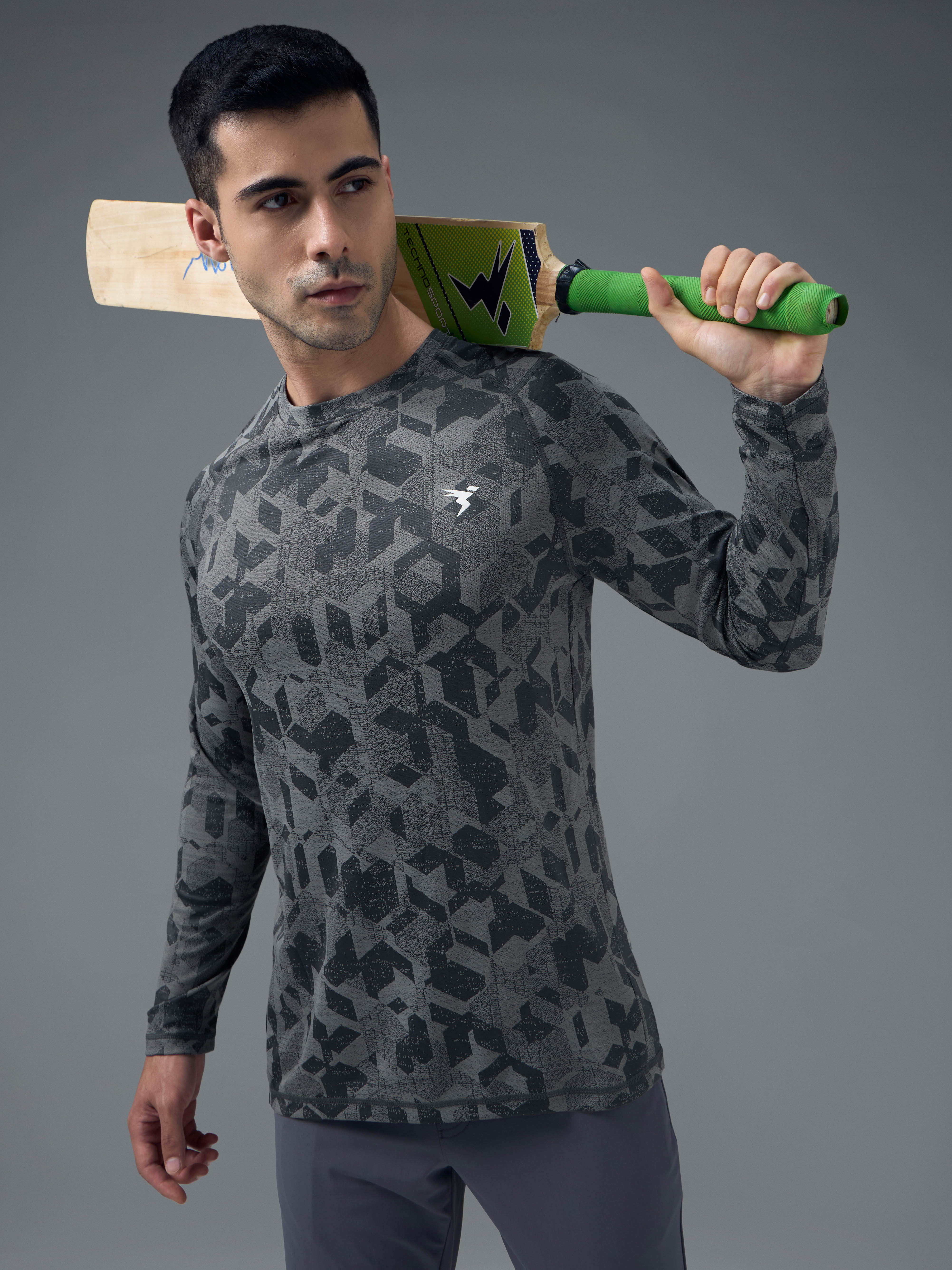 Men Jacquard Slim Fit Round Neck T-shirt with DOUBLE COOL
