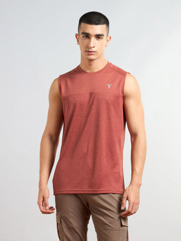 Men Melange Slim Fit Round Neck Sports Innerwear Vest with DOUBLE COOL