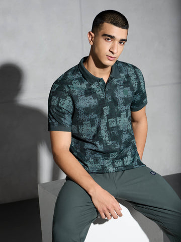 Men Printed Slim Fit Polo T-shirt with MATPIQ